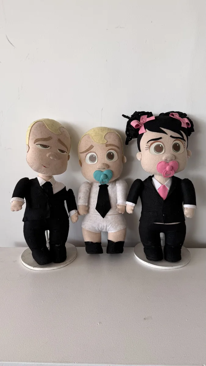 Trio de bonecos de tecido