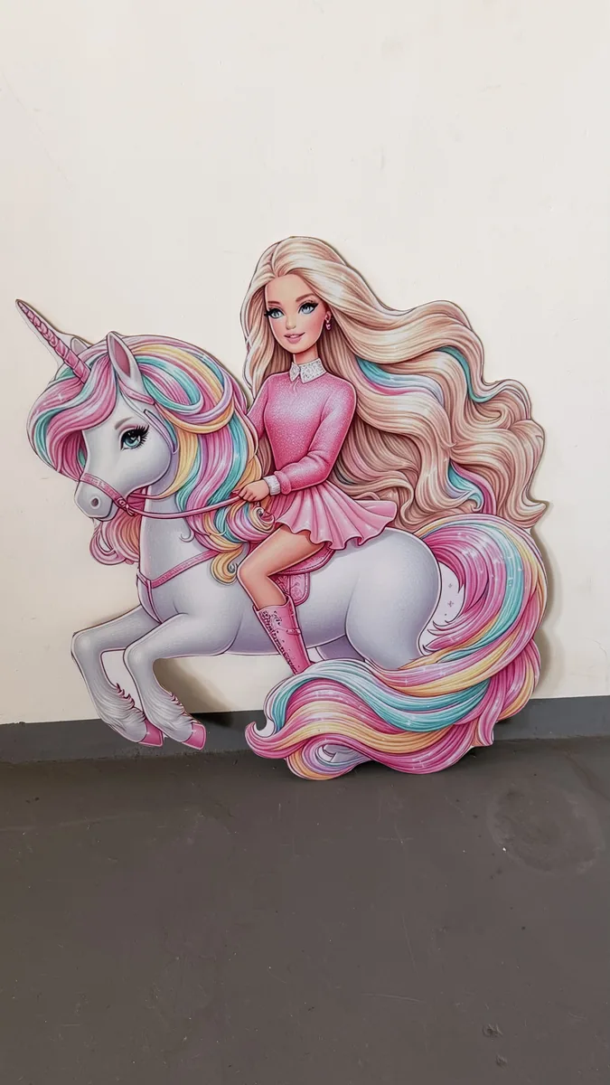 Boneca com unicórnio em painel